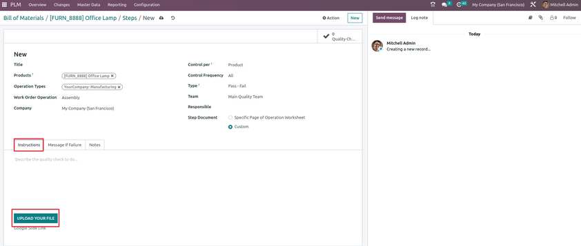 Odoo Manufacturing - Bill of materials