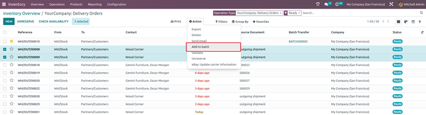 Odoo Inventory - Delivery Orders